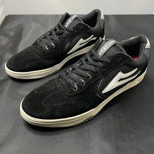 Lakai Atlantic Skateboard Skate Shoe Black White Suede Men’s Size 13